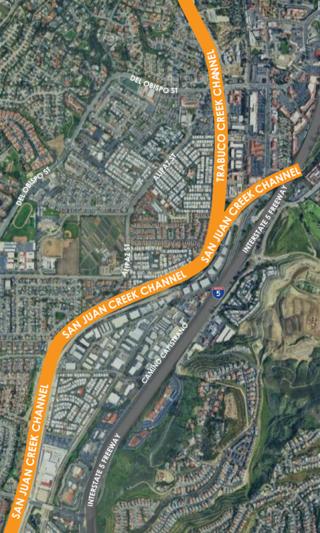 Map of San Juan Creek and Trabuco Creek Channels